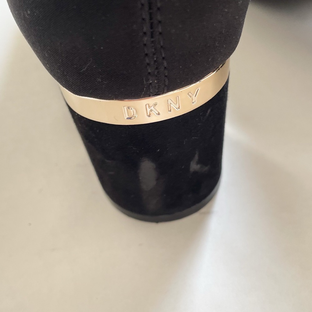 DKNY Black Cora Over the Knee Boots with Gold Accent - Picture 5 of 8